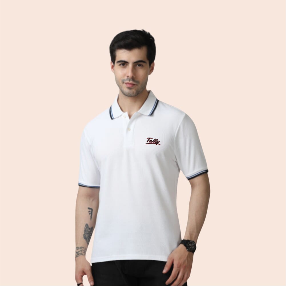 Marks & Spencer Polo T-shirt Tipping-White with Blue